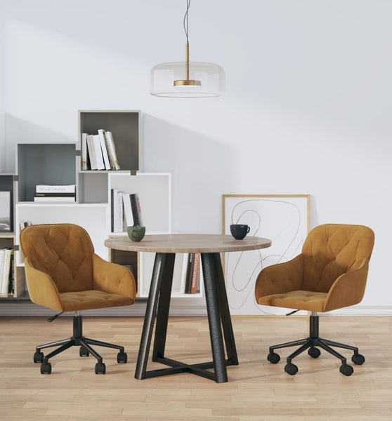 Esszimmerstühle 2 Stk. Drehbar Braun Samt
