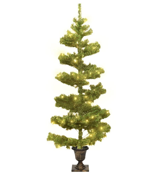 Spiral-Weihnachtsbaum mit Beleuchtung und Topf Grün 120 cm