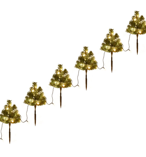 Wegbeleuchtung Weihnachtsbäume 6 Stk. Warmweiße LEDs 45 cm PVC