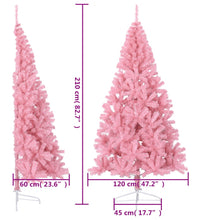 Künstlicher Halb-Weihnachtsbaum mit Ständer Rosa 210 cm PVC