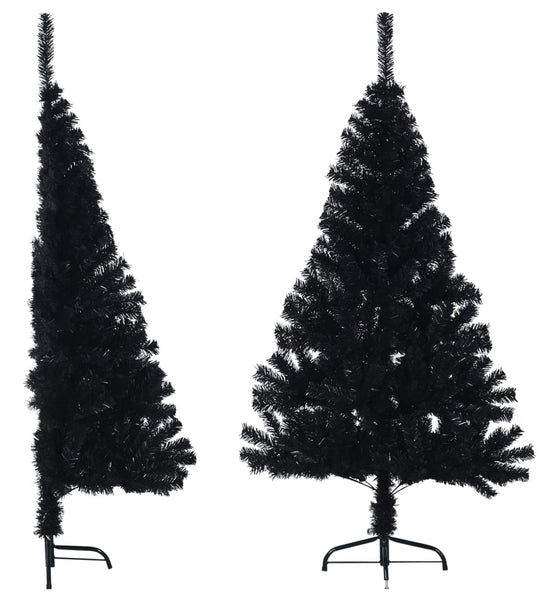Künstlicher Halb-Weihnachtsbaum mit Ständer Schwarz 120 cm PVC