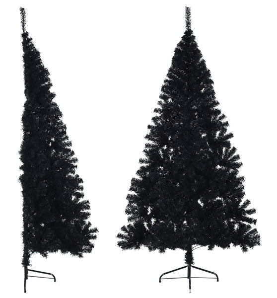 Künstlicher Halb-Weihnachtsbaum mit Ständer Schwarz 180 cm PVC