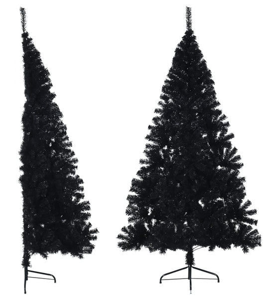 Künstlicher Halb-Weihnachtsbaum mit Ständer Schwarz 240 cm PVC