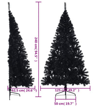 Künstlicher Halb-Weihnachtsbaum mit Ständer Schwarz 240 cm PVC