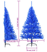 Künstlicher Halb-Weihnachtsbaum mit Ständer Blau 150 cm PVC