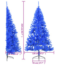 Künstlicher Halb-Weihnachtsbaum mit Ständer Blau 210 cm PVC