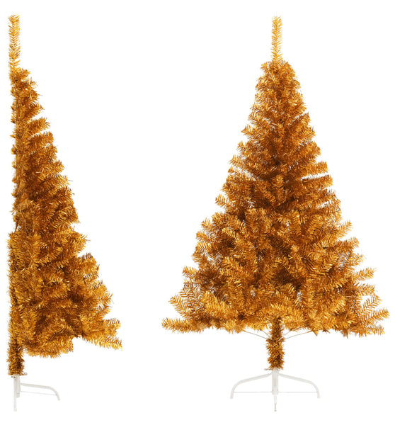 Künstlicher Halb-Weihnachtsbaum mit Ständer Gold 150 cm PET