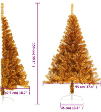 Künstlicher Halb-Weihnachtsbaum mit Ständer Gold 150 cm PET