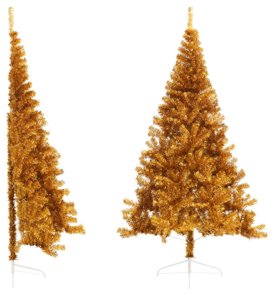 Künstlicher Halb-Weihnachtsbaum mit Ständer Gold 210 cm PET