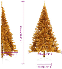 Künstlicher Halb-Weihnachtsbaum mit Ständer Gold 210 cm PET