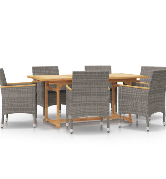 7-tlg. Garten-Essgruppe mit Kissen Grau