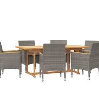 7-tlg. Garten-Essgruppe mit Kissen Grau