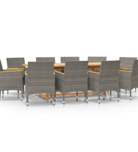 11-tlg. Garten-Essgruppe mit Kissen Grau