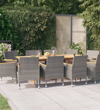 11-tlg. Garten-Essgruppe mit Kissen Grau