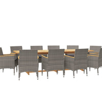 11-tlg. Garten-Essgruppe mit Kissen Grau