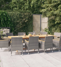 11-tlg. Garten-Essgruppe mit Kissen Grau