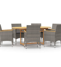 7-tlg. Garten-Essgruppe mit Kissen Grau