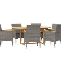 7-tlg. Garten-Essgruppe mit Kissen Grau