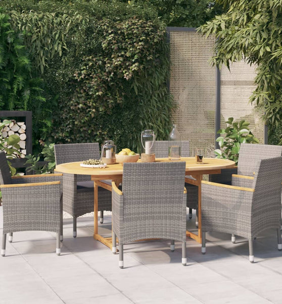 7-tlg. Garten-Essgruppe mit Kissen Grau