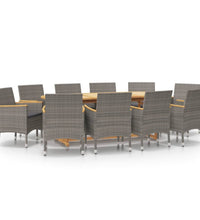 11-tlg. Garten-Essgruppe mit Kissen Grau