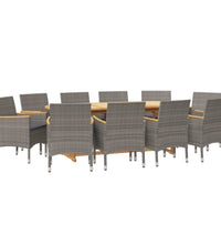 11-tlg. Garten-Essgruppe mit Kissen Grau