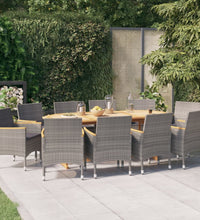 11-tlg. Garten-Essgruppe mit Kissen Grau