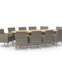 11-tlg. Garten-Essgruppe mit Kissen Grau