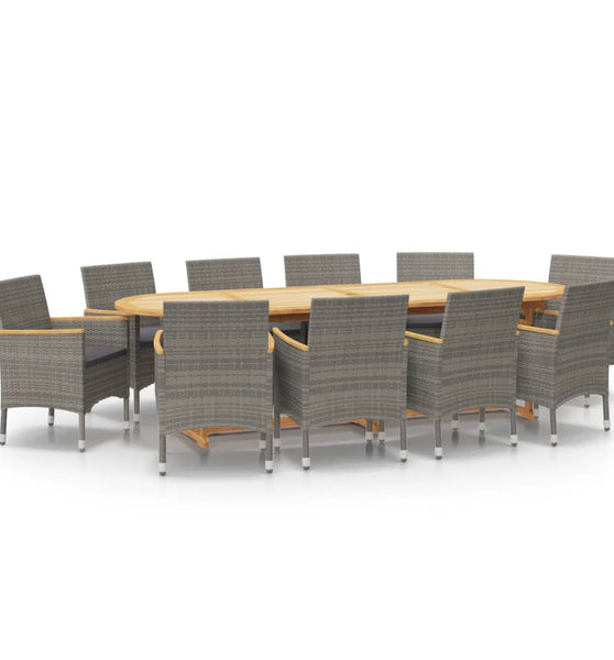 11-tlg. Garten-Essgruppe mit Kissen Grau