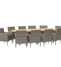 11-tlg. Garten-Essgruppe mit Kissen Grau