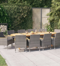 11-tlg. Garten-Essgruppe mit Kissen Grau