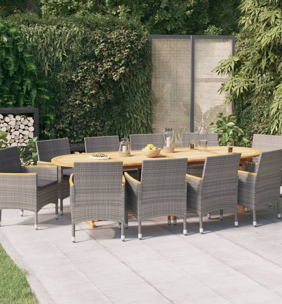 11-tlg. Garten-Essgruppe mit Kissen Grau
