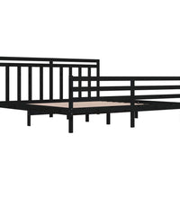 Massivholzbett Schwarz 200x200 cm
