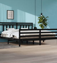 Massivholzbett Schwarz 200x200 cm