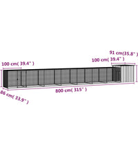 Hühnerkäfig Anthrazit 800x91x100 cm Verzinkter Stahl
