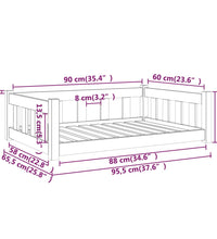 Hundebett Weiß 95,5x65,5x28 cm Massivholz Kiefer