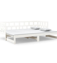 Tagesbett Ausziehbar Weiß Massivholz Kiefer 2x(90x200) cm