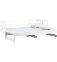 Tagesbett Ausziehbar Weiß Massivholz Kiefer 2x(90x200) cm