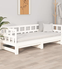 Tagesbett Ausziehbar Weiß Massivholz Kiefer 2x(90x200) cm