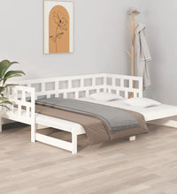 Tagesbett Ausziehbar Weiß Massivholz Kiefer 2x(90x200) cm