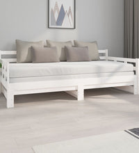 Tagesbett Ausziehbar Weiß Massivholz Kiefer 2x(90x200) cm