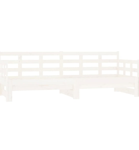 Tagesbett Ausziehbar Weiß Massivholz Kiefer 2x(90x190) cm