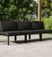 Gartensofa 3-Sitzer mit Kissen Aluminium Anthrazit