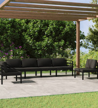 6-tlg. Garten-Lounge-Set mit Kissen Aluminium Anthrazit