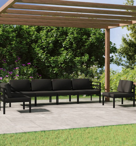 6-tlg. Garten-Lounge-Set mit Kissen Aluminium Anthrazit