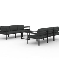 7-tlg. Garten-Lounge-Set mit Kissen Aluminium Anthrazit