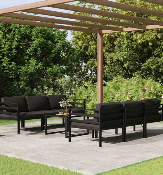 7-tlg. Garten-Lounge-Set mit Kissen Aluminium Anthrazit