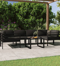 7-tlg. Garten-Lounge-Set mit Kissen Aluminium Anthrazit