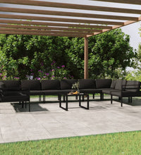 11-tlg. Garten-Lounge-Set mit Kissen Aluminium Anthrazit