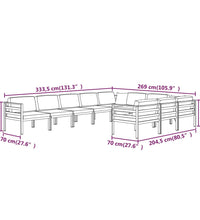 10-tlg. Garten-Lounge-Set mit Kissen Aluminium Anthrazit