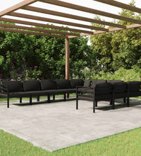 10-tlg. Garten-Lounge-Set mit Kissen Aluminium Anthrazit